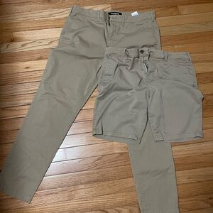 Men’s Express khaki shorts (34”) and pants (34x32)